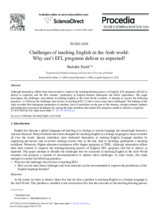(PDF) Challenges of teaching English in the Arab world: Why can’t EFL ...