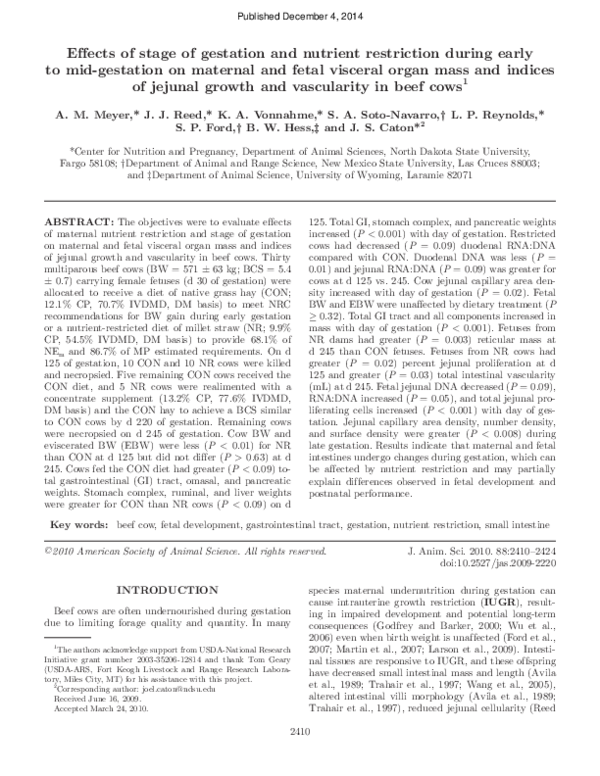 (PDF) Effects of stage of gestation and nutrient restriction during ...