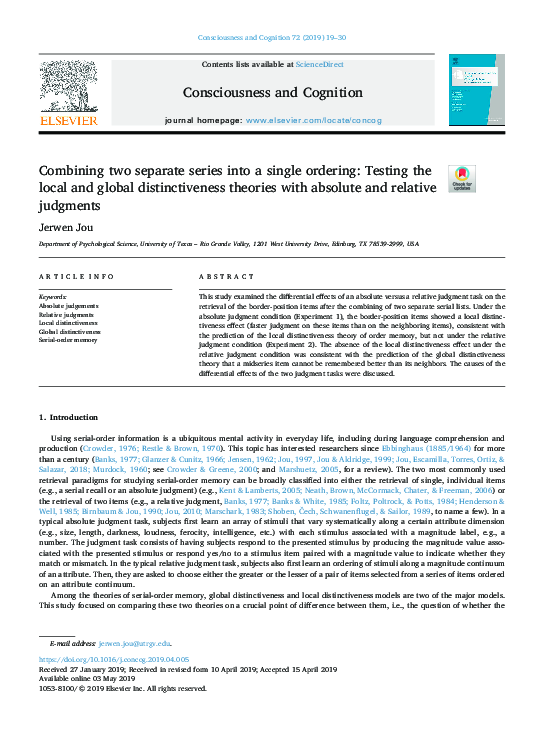 (PDF) Combining two separate series into a single ordering: Testing the ...
