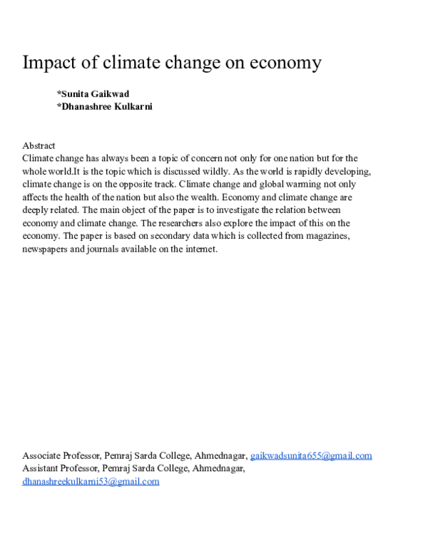 (DOC) Impact of climate change on economy