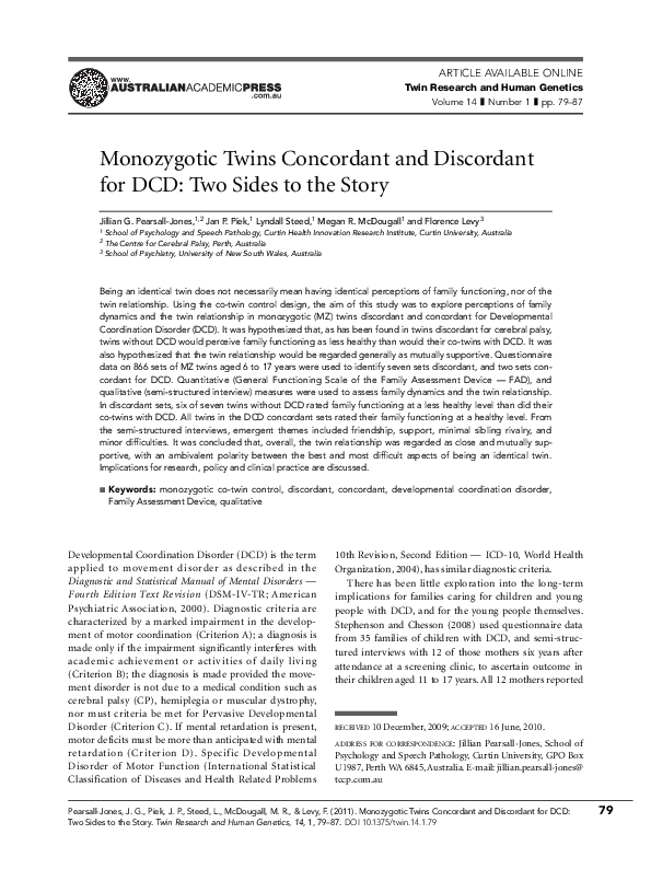 (PDF) Monozygotic twins concordant and discordant for anorexia nervosa