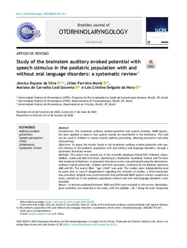 (PDF) Study of the brainstem auditory evoked potential with speech ...
