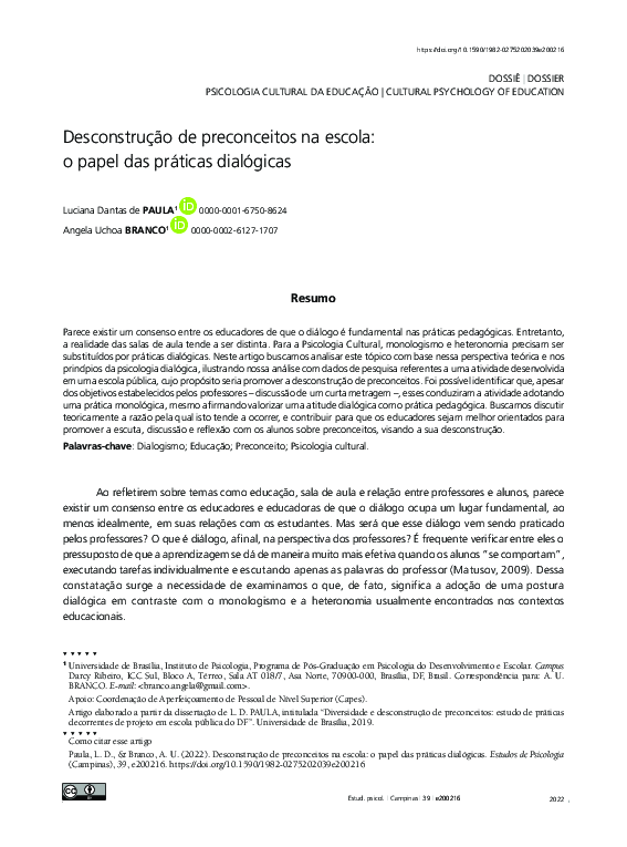 (PDF) Deconstructing prejudice in schools: the role of dialogical practices