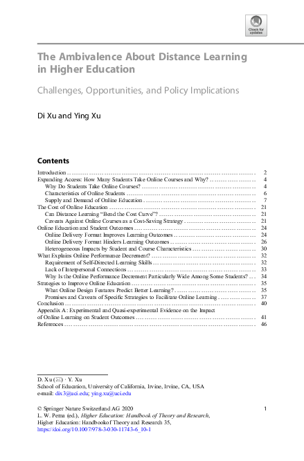 (PDF) The Ambivalence About Distance Learning in Higher Education