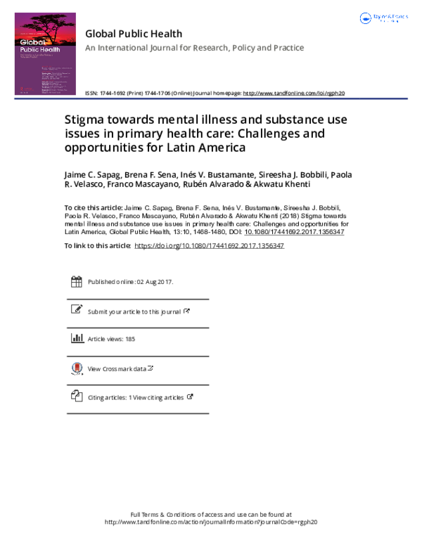 (PDF) Stigma towards mental illness and substance use issues in primary ...