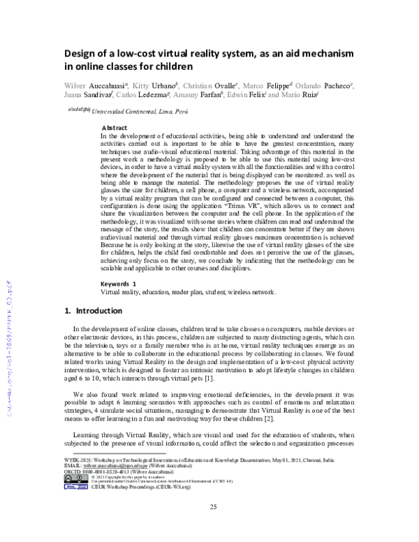 (PDF) Design of a low-cost virtual reality system, as an aid mechanism ...