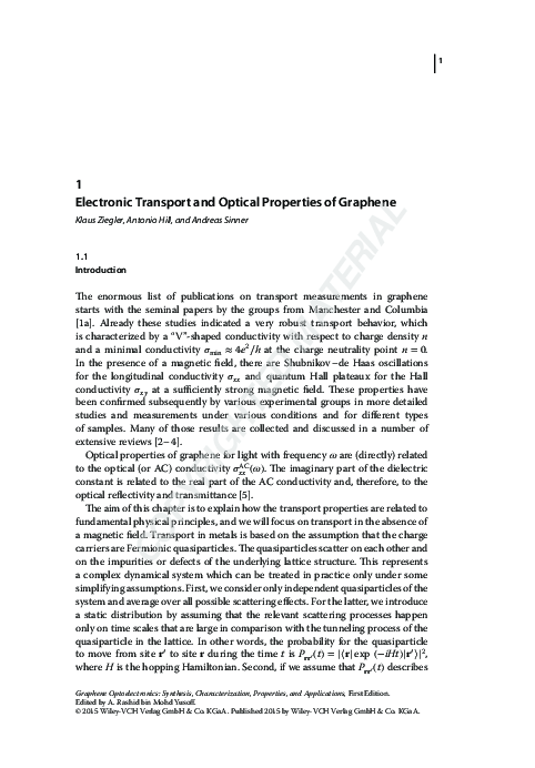 (PDF) 1 Electronic Transport and Optical Properties of Graphene