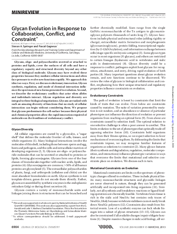 (PDF) Glycan Evolution in Response to Collaboration, Conflict, and ...