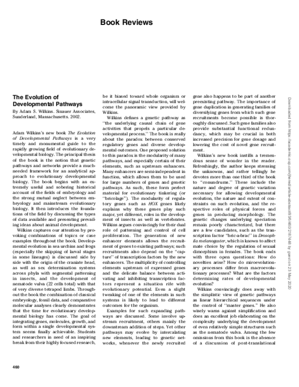 (PDF) The Evolution of Developmental Pathways