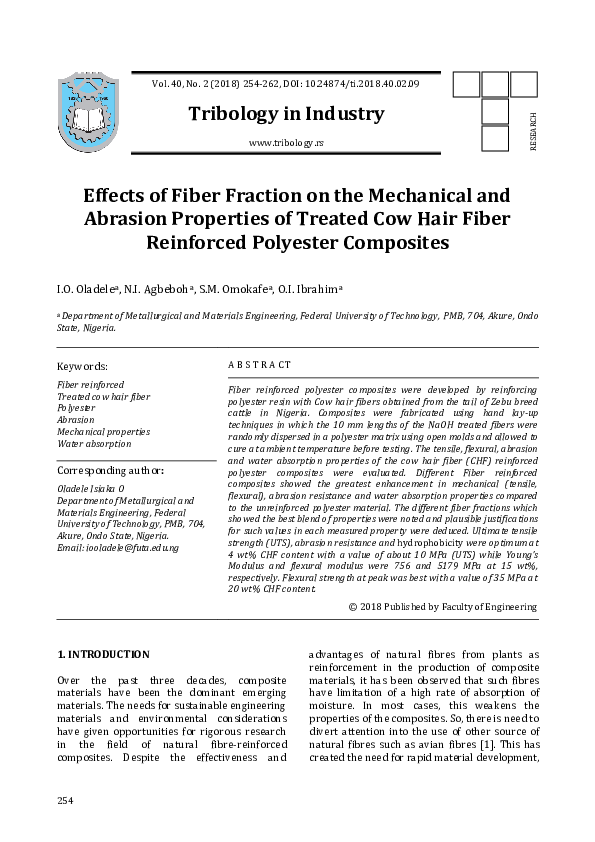 (PDF) Effects of Fiber Fraction on the Mechanical and Abrasion ...
