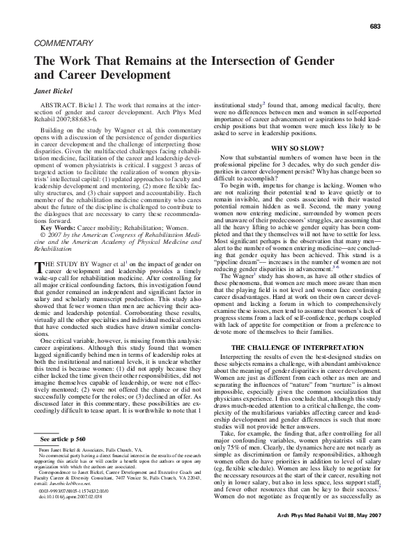 (PDF) The Work That Remains at the Intersection of Gender and Career ...