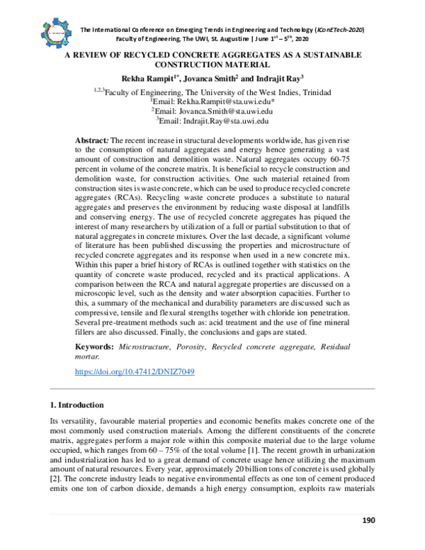 (PDF) A Review of Recycled Concrete Aggregates as a Sustainable ...