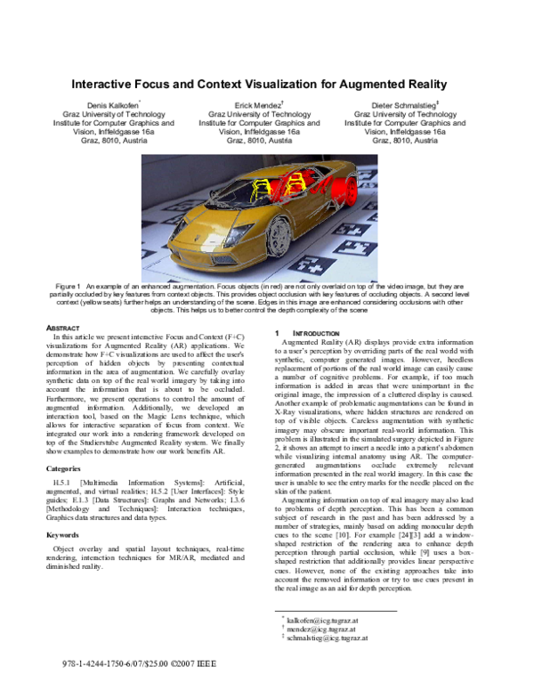 (PDF) Interactive Focus and Context Visualization for Augmented Reality