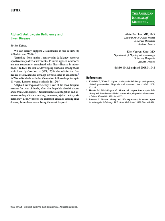 (PDF) Alpha-1 Antitrypsin Deficiency and Liver Disease