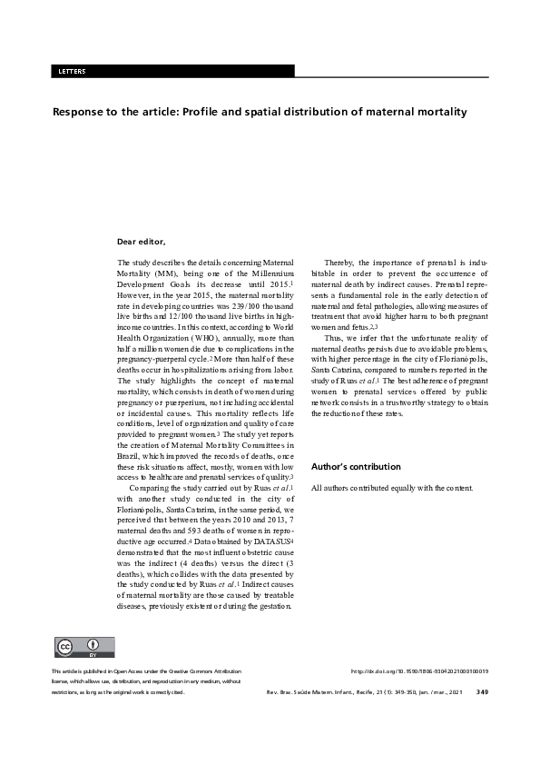 (PDF) Response to the article: Profile and spatial distribution of ...