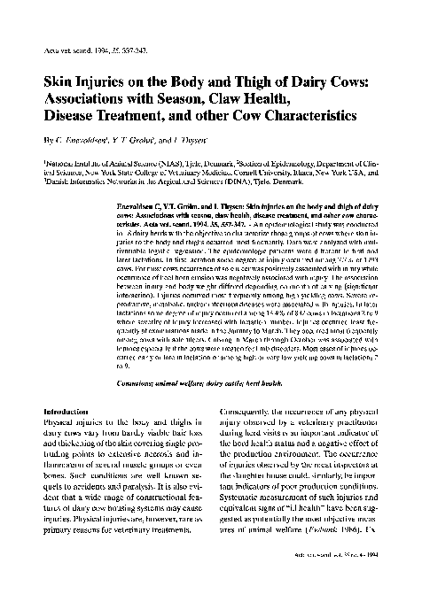 (PDF) Skin Injuries on the Body and Thigh of Dairy Cows: Associations ...