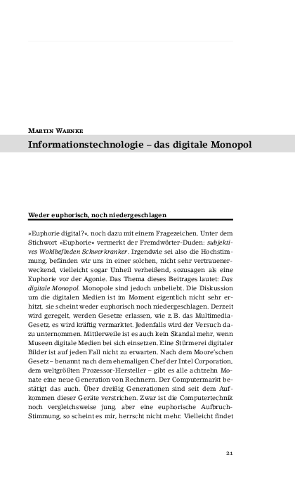 Informationstechnologie - das digitale Monopol