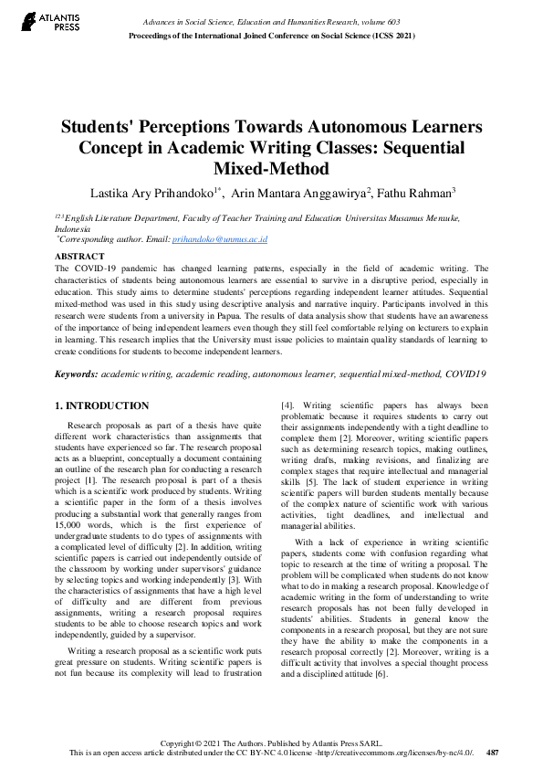 (PDF) Students' Perceptions Towards Autonomous Learners Concept in ...
