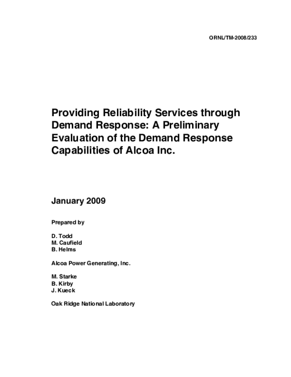 (PDF) Providing Reliability Services through Demand Response: A ...