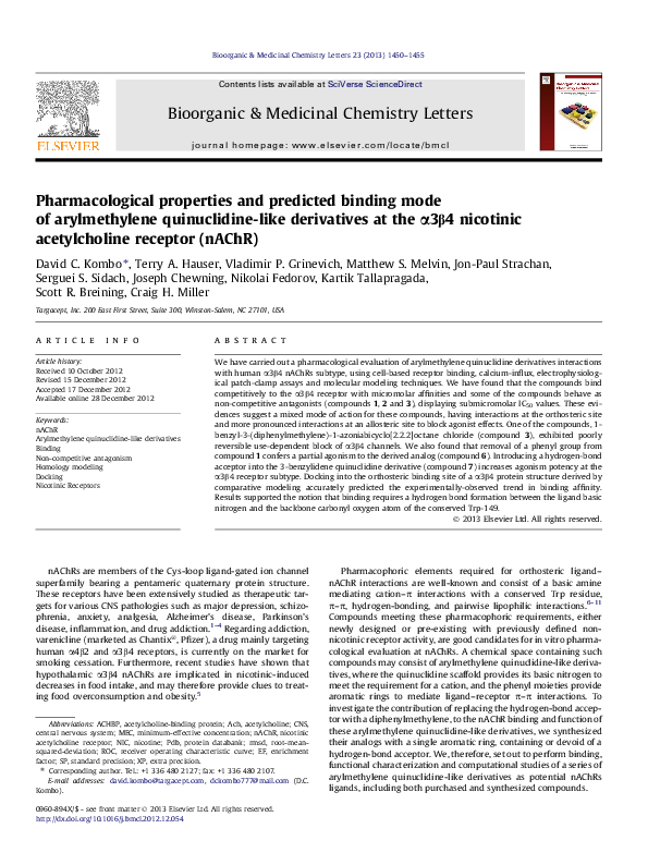 (PDF) Pharmacological properties and predicted binding mode of ...