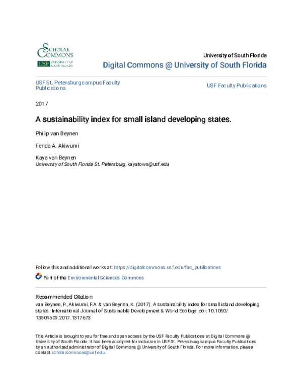 (PDF) A sustainability index for small island developing states