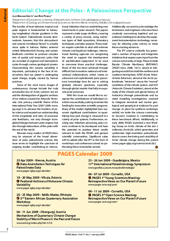 (PDF) Editorial: Change at the Poles - A Paleoscience Perspective