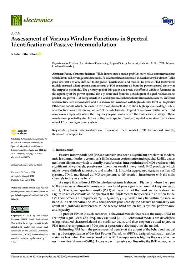 (PDF) Assessment of Various Window Functions in Spectral Identification ...