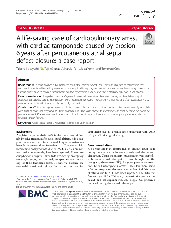 (PDF) A life-saving case of cardiopulmonary arrest with cardiac ...