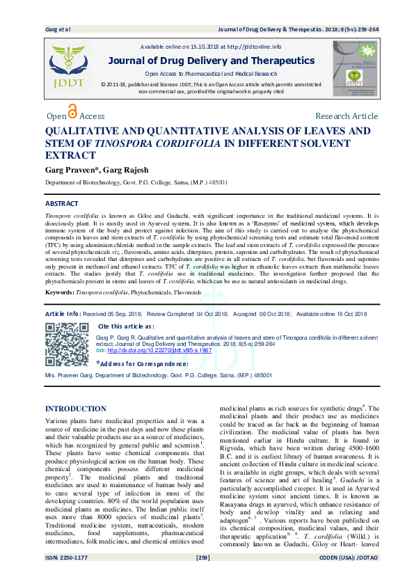 (PDF) Qualitative and Quantitative Analysis of Leaves and Stem of ...