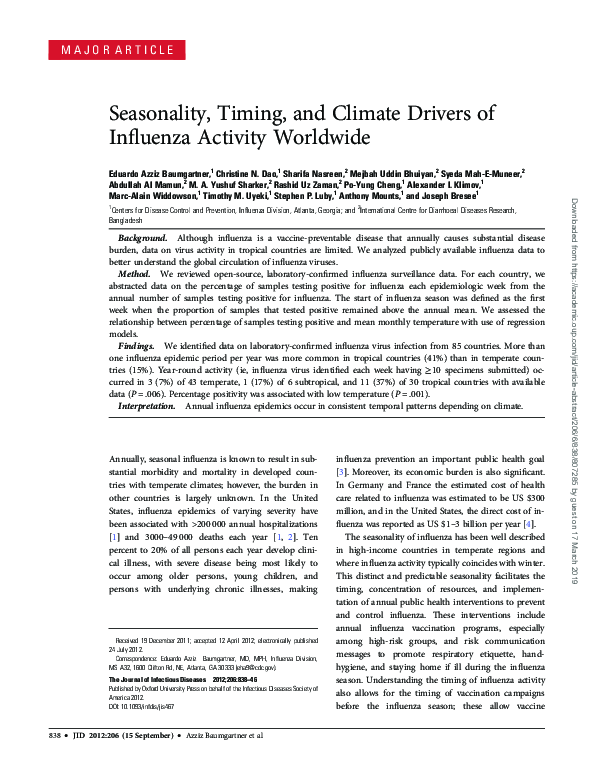 (PDF) Seasonality, Timing, and Climate Drivers of Influenza Activity ...