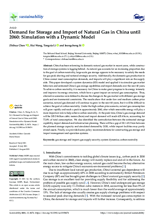 (PDF) Demand for Storage and Import of Natural Gas in China until 2060 ...