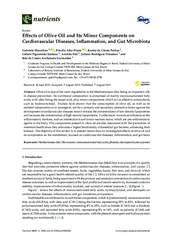 (PDF) Effects of Olive Oil and Its Minor Components on Cardiovascular ...