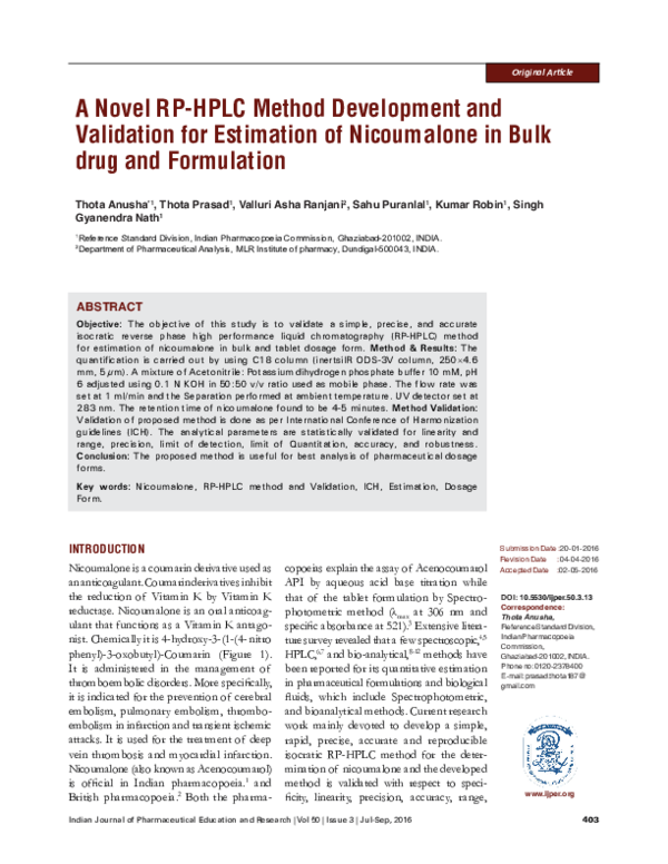 (PDF) A Novel RP-HPLC Method Development and Validation for Estimation ...