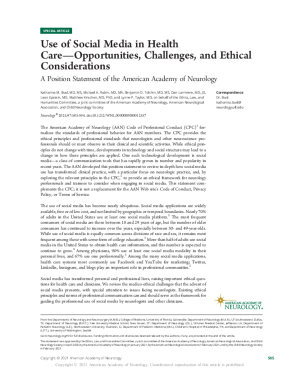 (PDF) Use of Social Media in Health Care—Opportunities, Challenges, and ...
