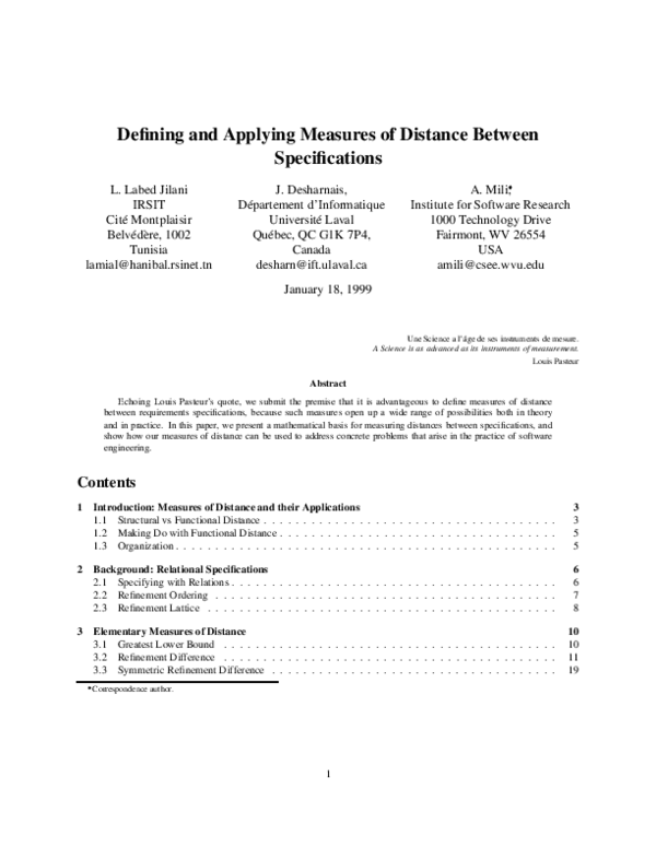(PDF) Defining and applying measures of distance between specifications