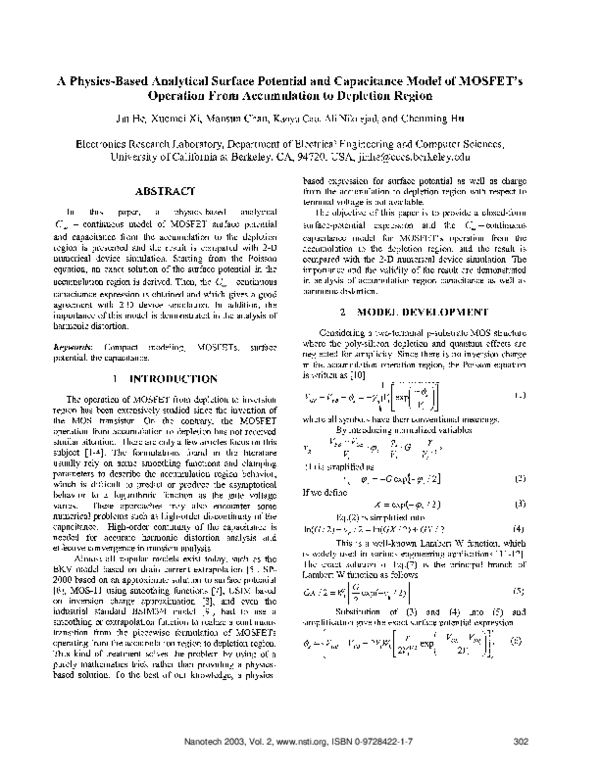 (PDF) A physics based analytical surface potential and capacitance ...