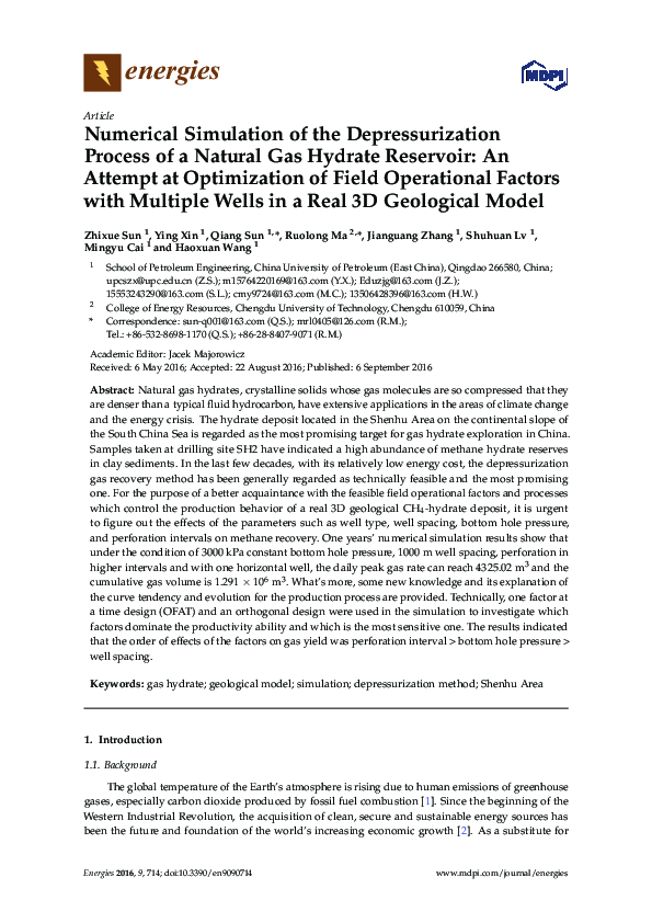 (PDF) Numerical Simulation of the Depressurization Process of a Natural ...