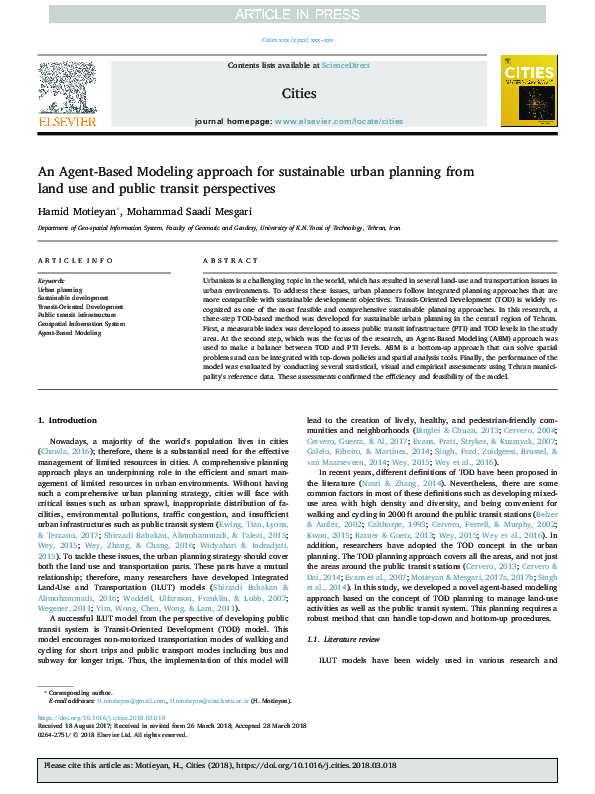 (PDF) An Agent-Based Modeling approach for sustainable urban planning ...