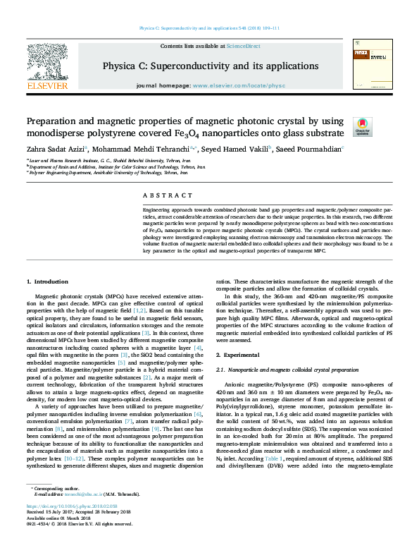 (PDF) Preparation and magnetic properties of magnetite nanoparticles by ...