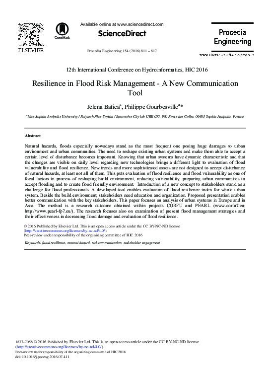 (PDF) Resilience in Flood Risk Management – A New Communication Tool