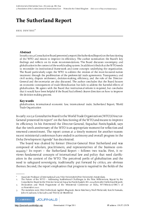 (PDF) The Sutherland Report