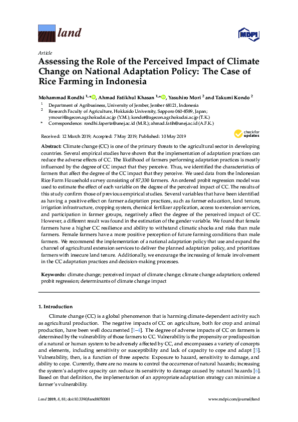 (PDF) Assessing the Role of the Perceived Impact of Climate Change on ...