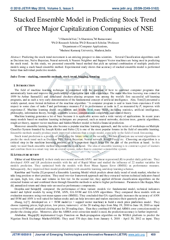 (PDF) Stacked Ensemble Model in Predicting Stock Trend of Three Major ...