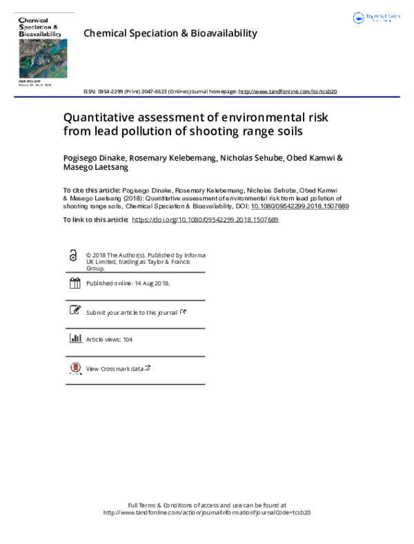 (PDF) Quantitative assessment of environmental risk due to accidental ...