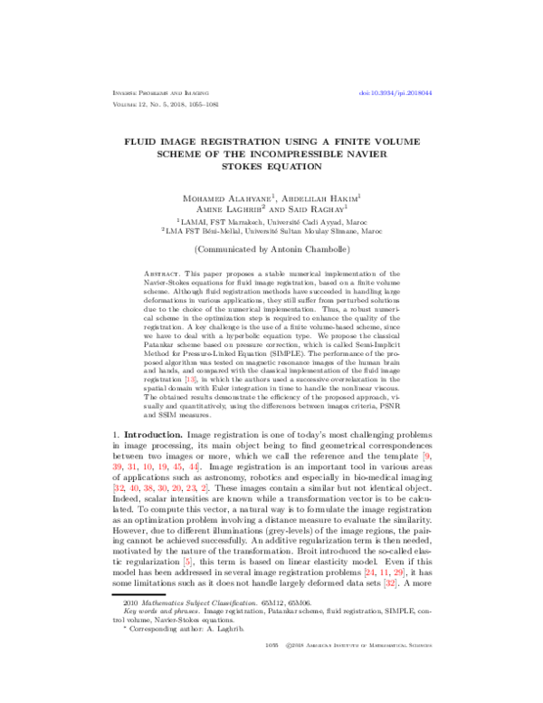 (PDF) Fluid image registration using a finite volume scheme of the ...