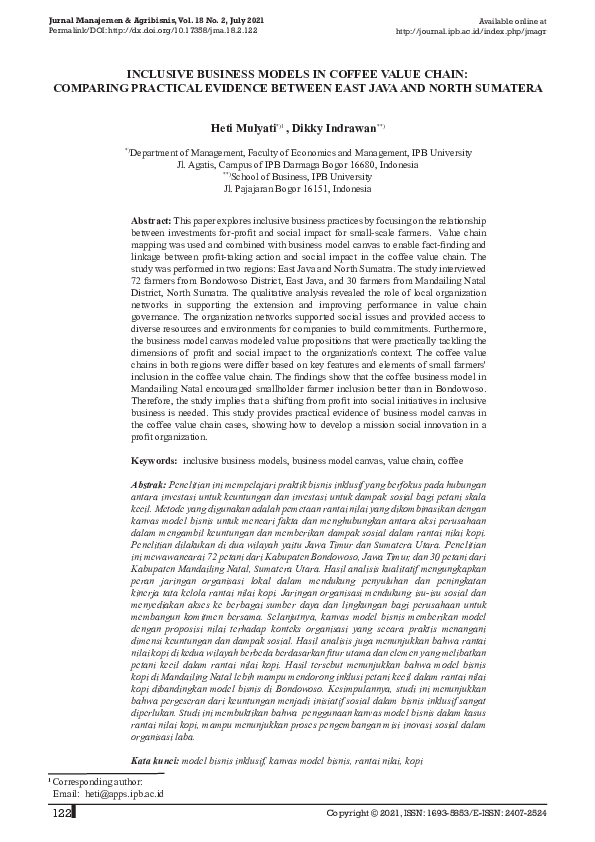 (PDF) Inclusive Business Models in Coffee Value Chain: Comparing ...