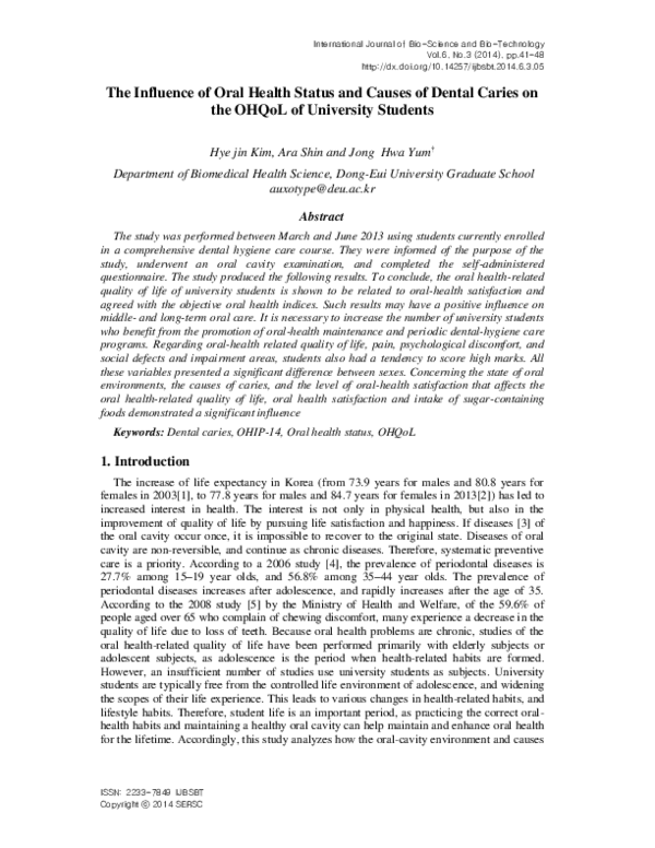 (PDF) The Influence of Oral Health Status and Causes of Dental Caries ...