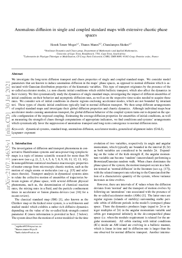 (PDF) Anomalous diffusion in single and coupled standard maps with ...