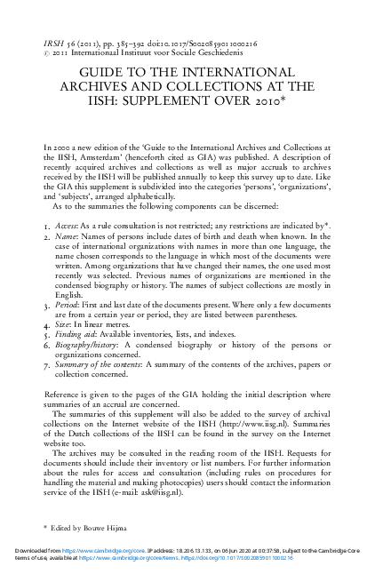 (PDF) Guide to the International Archives and Collections at the IISH ...