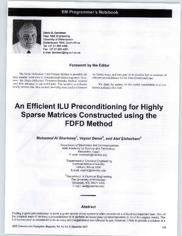 (PDF) An Efficient ILU Preconditioning for Highly Sparse Matrices ...